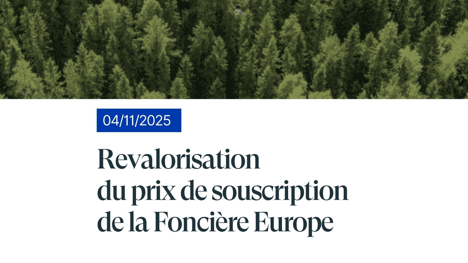Evolution du prix de souscription de la Foncière Europe